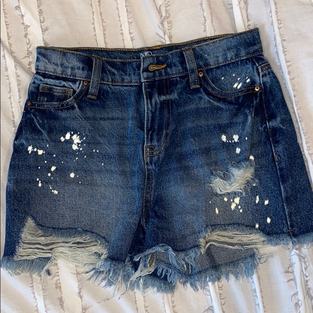 High rise denim shorts